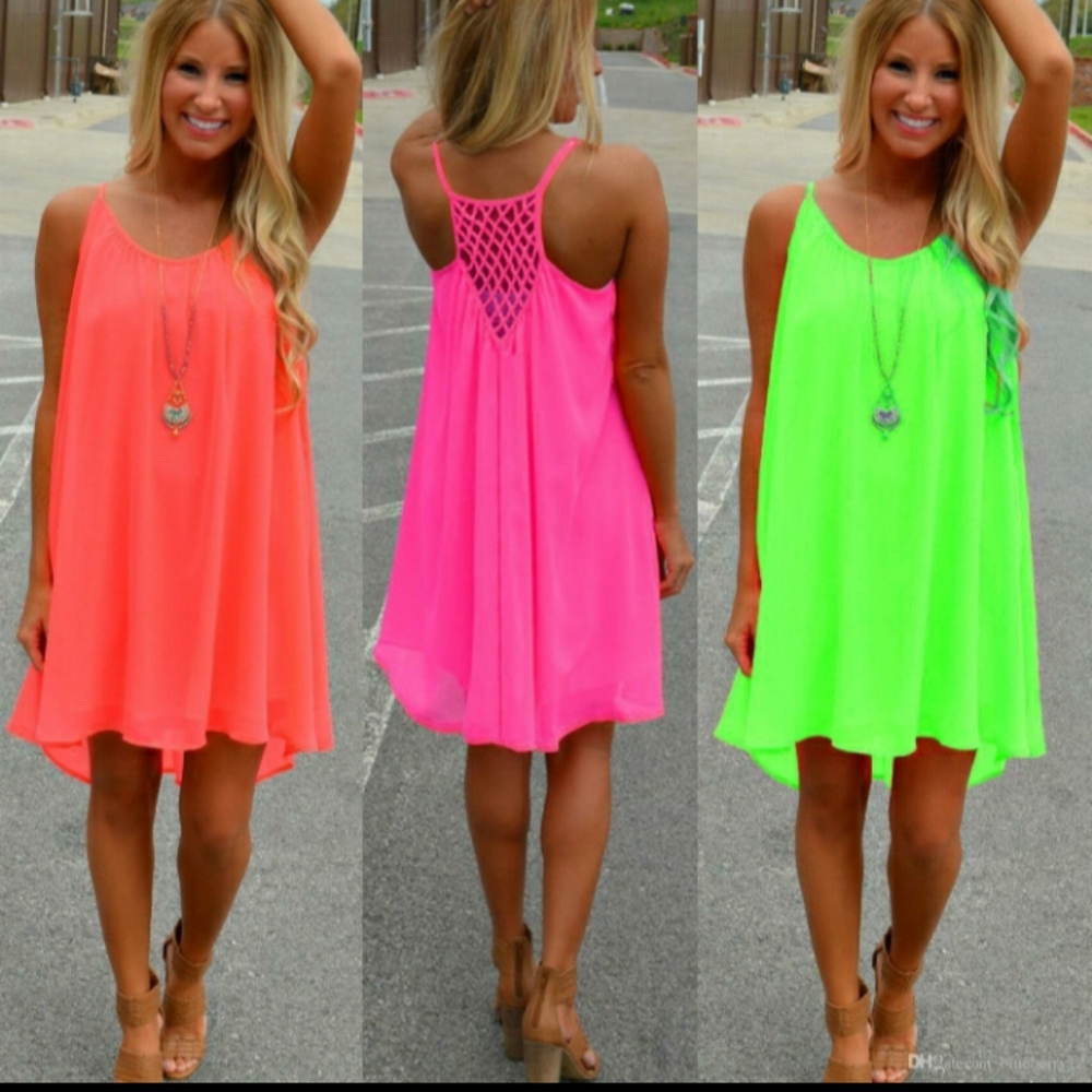 Sexy Orange Summer Sleeveless Chiffon Mini Dress